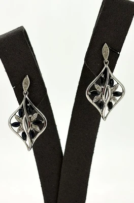 0.72ct Sapphire & 0.10ct Diamond Drop Earrings 9ct White Gold 3.37g