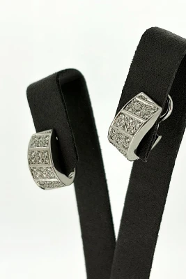 0.74ct Diamond & 18ct White Gold Huggies Style Earrings (17 x 8.2mm) 13.9g