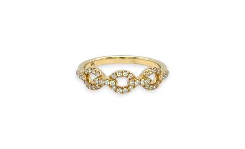 0.20ct Natural Diamond & 9ct Gold 5.0mm Link Dress Ring 1.83g