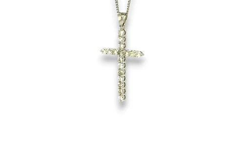 0.93ct Lab Grown Diamond & 9ct White Gold Cross Pendant (24 x 18.5mm) 1.6g