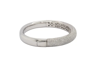 6.00ct Natural Diamond & 18ct White Gold 10.00mm Bangle 41.3g