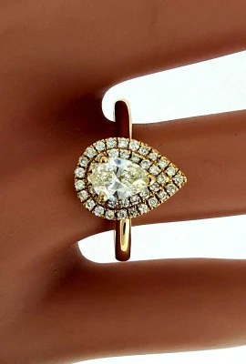 0.65ct Natural Diamond & 18ct Rose Gold Halo Solitaire Ring 3.4g