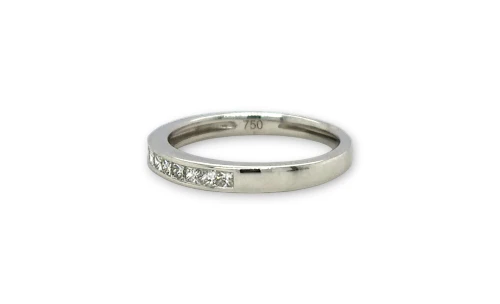 0.20ct Natural Princess Cut Diamond & 18ct White Gold Channel Set Band 2.09g