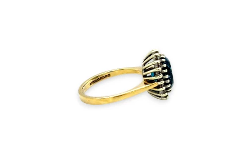 2.20ct Natural Topaz & Diamond 13.00mm Dress Ring - 9ct Gold 3.0g