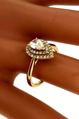 0.65ct Natural Diamond & 18ct Rose Gold Halo Solitaire Ring 3.4g