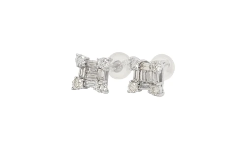 0.60ct Natural Diamond & 18ct White Gold 7.0mm Fancy Stud Earrings 1.45g