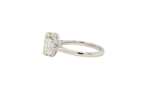 3.77ct Yellow & White Lab Grown Diamond Trilogy Platinum Ring 5.92g