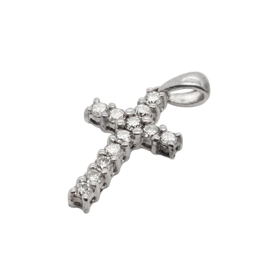 0.15ct Natural Diamond & 18ct White Gold Cross Pendant ( 20. x 9.6 x 2.5mm) 1.0g