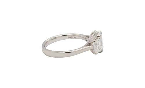 2.06ct Lab Grown Diamond & Platinum Trilogy Ring 5.7g Size M