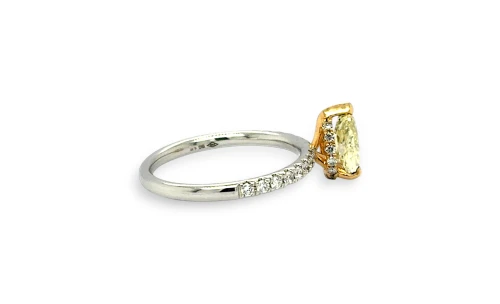 1.36ct Yellow/White Natural Diamond & 18ct White Gold Solitaire Ring 2.7g