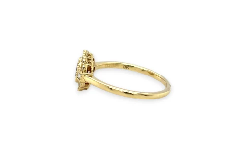 0.72ct Natural Ruby & Diamond Halo Ring- 9ct Gold 2.0g