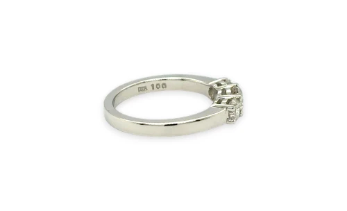 1.00ct Natural Diamond & 18ct White Gold Trilogy Ring 4.7g