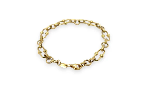 9ct Gold Pivot Link 7.5mm Fancy Bracelet 7 Inch -  2.8g