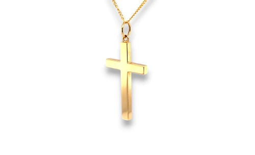 Solid 9ct Gold Cross Pendant (43.5 x 4.0 x 3.3mm) 9.8g