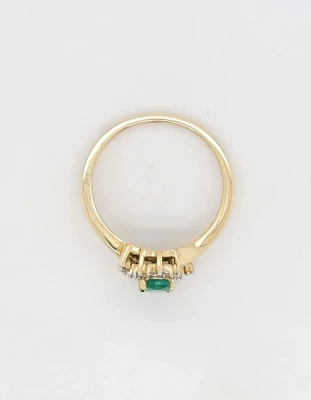 0.50ct Emerald & 0.10ct Diamond Halo Solitaire Ring - 9ct Gold 1.7g