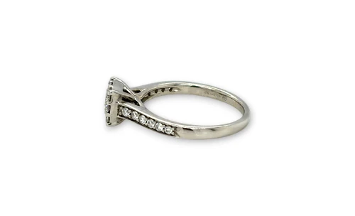 0.43ct Natural Diamond & 9ct White Gold Cluster Solitaire Ring 2.76g
