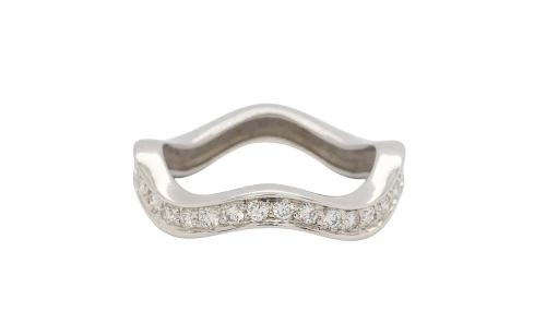 0.50ct Natural Diamond & 18ct White Gold 3mm Fancy Shaped Band 4.3g