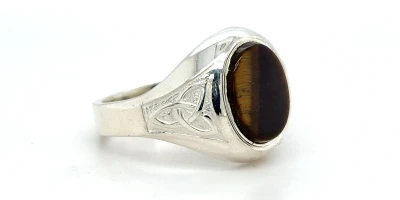 Tigers Eye & Sterling Silver Signet Ring 6.9
