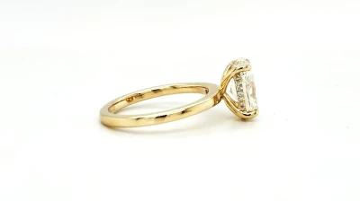 2.09ct Lab Grown Diamond & 9ct Gold Solitaire Ring HIDDEN HALO 3.14g