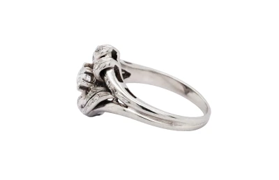 0.45ct Natural Diamond & Platinum  Art Deco Style Dress Ring 6.49g