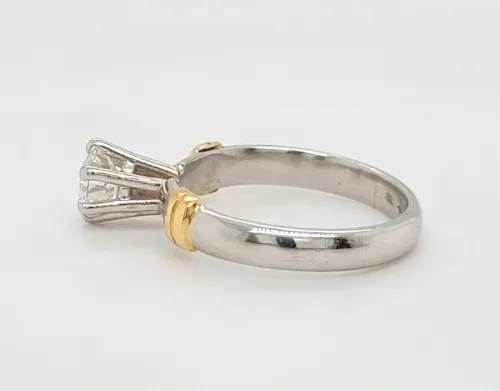 0.50ct Diamond & Platinum/18ct Gold Solitaire Ring 4.4g Size J1/2