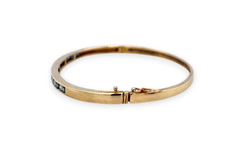 1.00ct Natural Sapphire & Diamond Bangle 9ct Gold 9.29g