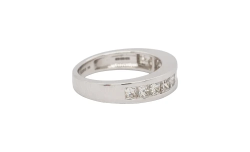 1.50ct Natural Princess Cut Diamond & 9ct White Gold 5.3mm Eternity/Wedding Band 4.93g