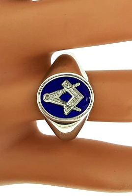 Reversible Masonic Signet Ring - Sterling Silver 7.1g