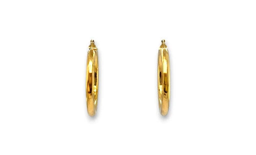 9ct Gold 38mm Round Tube Hoop Earrings 3.2g