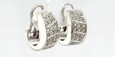 0.74ct Diamond & 18ct White Gold Huggies Style Earrings (17 x 8.2mm) 13.9g