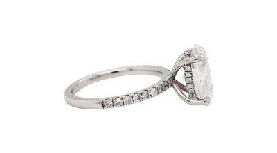 3.45ct Lab Grown Diamond & Platinum Solitaire Ring ( Hidden Halo ) 4.3g