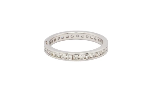 1.00ct Natural Diamond & 18ct White Gold 3.0mm Full Eternity/Wedding Band 3.5g