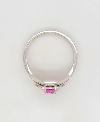 1.00ct Pink Sapphire & 0.65ct Diamond Solitaire Ring Platinum Ring 7.1g
