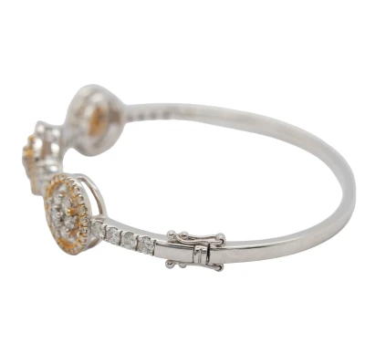 2.65ct Natural Diamond & 14ct Yellow/White Gold Bangle 7.5 Inch - 16.3g