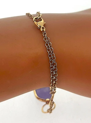 9ct Rose Gold & Lavender Quartz Bracelet 4.9g 7.5inch