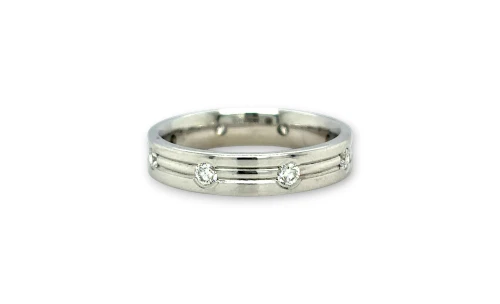 0.26ct Natural Diamond & 9ct White Gold 4.0mm Wedding/Eternity Band 3.8g