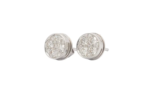 0.88ct Natural Diamond & 18ct White Gold 8.0mm Cluster Stud Earrings 3.0g