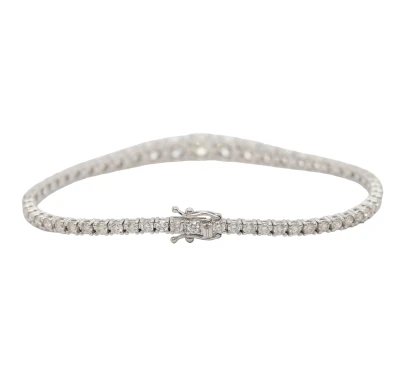 5.34ct Natural Diamond & 18ct White Gold Graduating Tennis Bracelet 7.5 Inch -  10.64g