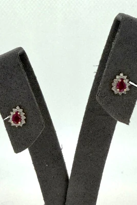 0.40ct Ruby & 0.15ct Diamond Stud Earrings 9ct Gold 0.9g