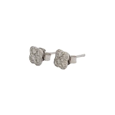 0.50ct Diamond & 18ct White Gold Clover Stud Earrings 1.6g