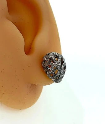 0.80ct Diamond & 18ct White Gold Ornate Stud Earrings 3.0g