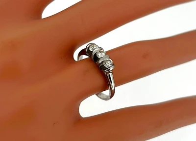 0.50ct Natural Diamond & 18ct White Gold Trilogy Ring 4.1g