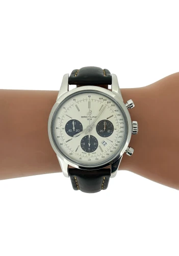 Breitling 43mm Transocean Chronograph- 2013 Box & Papers Stainless Steel & Calf Leather- Model: AB015212/G724