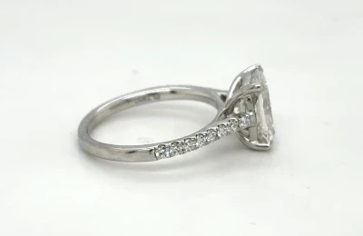 2.37ct Lab Grown Radiant Cut Diamond & Platinum Solitaire Ring 4.3g