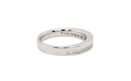 0.24ct Natural Diamond & 18ct White Gold 3.7mm Offset Wedding/Eternity Band 4.9g