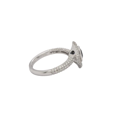 0.80ct Sapphire & 1.05ct Diamond Halo/Solitaire Ring -18ct White Gold 5.43g