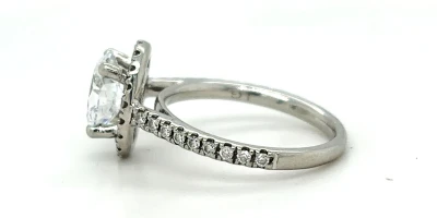 1.30ct Lab Grown Diamond & Platinum Halo Solitaire Ring 3.6g