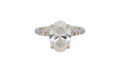 3.45ct Lab Grown Diamond & Platinum Solitaire Ring ( Hidden Halo ) 4.3g