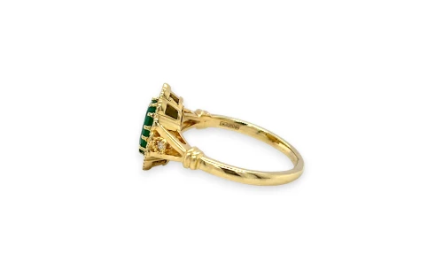 1.46ct Natural Emerald & Diamond Halo Ring-9ct Gold 2.97g