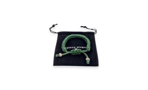 Stephen Webster - Silver & Black Rhodium Green Leather Bracelet - Upto 8Inch